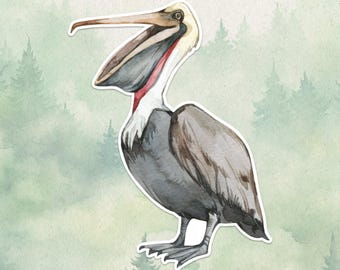 Adesivo in vinile impermeabile a forma di pellicano, simpatico regalo per gli amanti degli uccelli, ottimo adesivo per laptop, Kindle e bottiglie d'acqua.