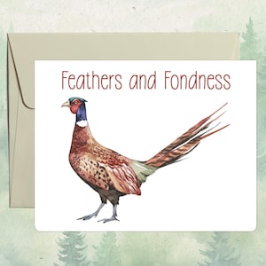 Custom handmade pheasant card, Cute animal lover gift, Personalized bird greeting card