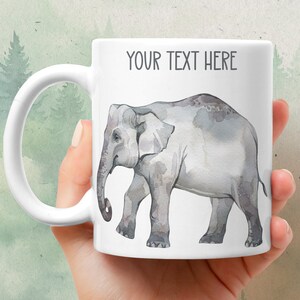 Indian elephant mug - Personalized ceramic coffee mug - Watercolor