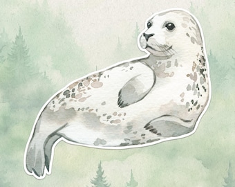 Waterproof vinyl seal sticker, Cute animal lover gift, Great decal for laptops, kindles, and water bottles