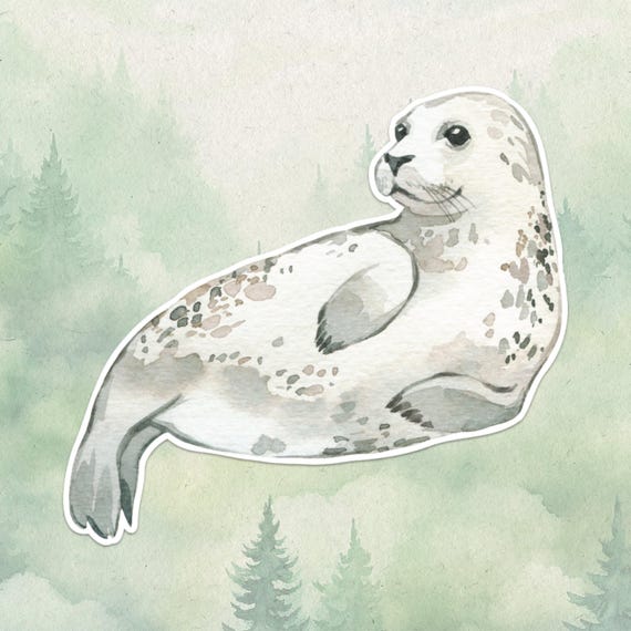 Waterproof vinyl seal sticker, Cute animal lover gift, Great decal for laptops, kindles, and water bottles