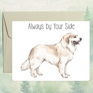 Carte des Grandes Pyrénées faite main personnalisée, cadeau mignon pour amoureux des animaux de compagnie, carte de voeux personnalisée pour chien