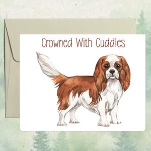 Tarjeta personalizada de King Charles Spaniel hecha a mano, lindo regalo para amantes de las mascotas, tarjeta de felicitación personalizada para perro