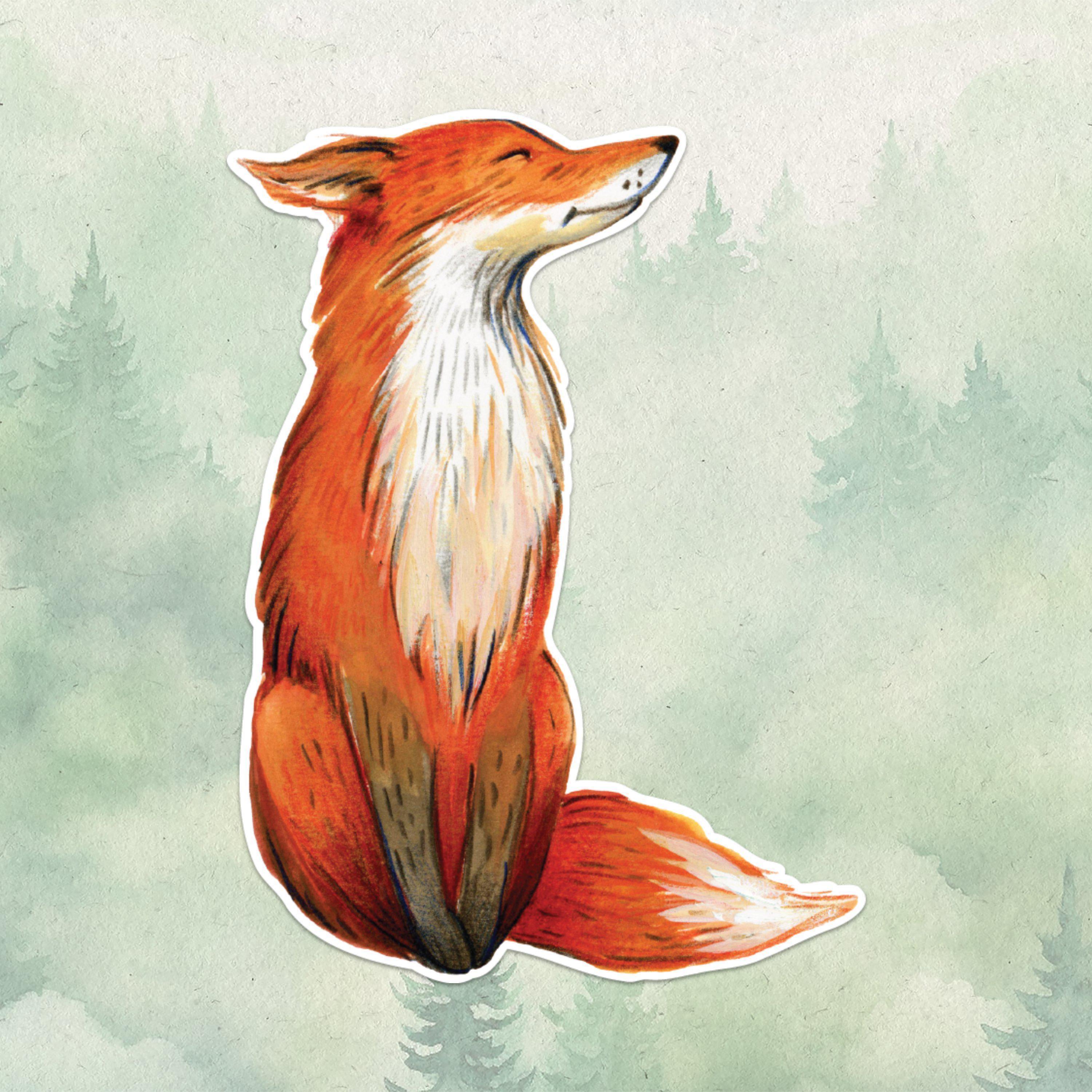 Waterproof vinyl fox sticker, Cute animal lover gift, Great decal for laptops, kindles, and water bottles