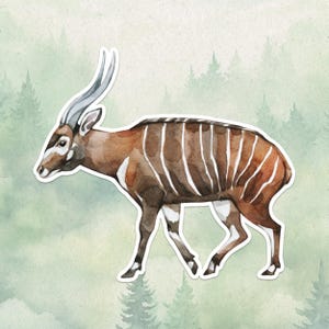 Adhesivo de vinilo resistente al agua con forma de antílope bongo, bonito regalo para amantes de los animales, gran calcomanía para portátiles, Kindles y botellas de agua