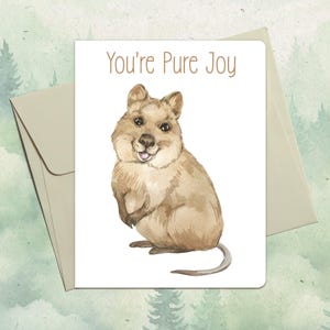 Op maat gemaakte handgemaakte quokka-kaart, cadeau leuk dierenliefhebber, gepersonaliseerde dierenwenskaart