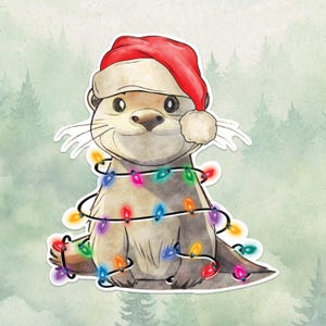 Waterdichte vinylsticker otter, leuk cadeau dierenliefhebber, geweldige sticker voor laptops, kindles en waterflessen
