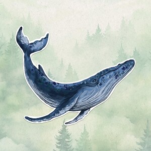 Pegatina de vinilo impermeable de ballena, bonito regalo para amantes de los animales, ideal para portátiles, Kindles y botellas de agua.