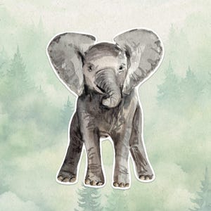 Waterproof vinyl elephant sticker, Cute animal lover gift, Great decal for laptops, kindles, and water bottles