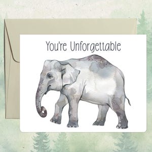Carte d'éléphant indienne faite main personnalisée, cadeau mignon pour amoureux des animaux, carte de voeux personnalisée d'éléphant