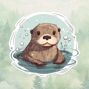 Sticker loutre en vinyle imperméable, cadeau mignon pour les amoureux des animaux, excellent sticker pour ordinateurs portables, Kindle et bouteilles d'eau