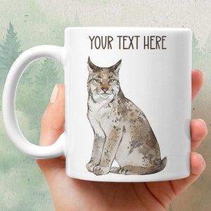 Lynx mug - Personalized ceramic coffee mug - Watercolor