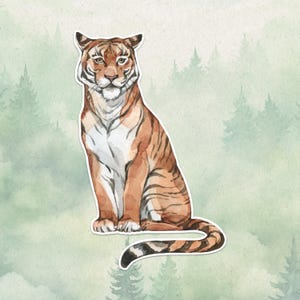 Waterdichte vinyl tijgersticker, leuk cadeau dierenliefhebber, geweldige sticker voor laptops, kindles en waterflessen