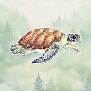 Pegatina de vinilo impermeable de tortuga marina, bonito regalo para amantes de los animales, ideal para portátiles, Kindles y botellas de agua.