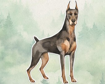 Waterproof vinyl Doberman sticker, Cute dog lover gift, Great decal for laptops, kindles, and water bottles