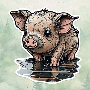 Pig sticker, Waterproof vinyl decal, Animal lover gifts