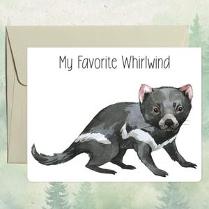 Aangepaste handgemaakte Tasmaanse duivelskaart, cadeau leuk dierenliefhebber, gepersonaliseerde dierenwenskaart