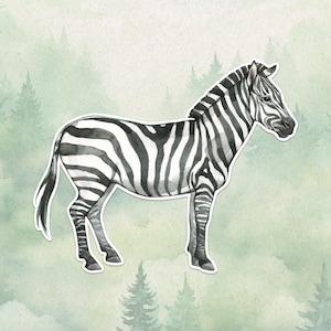 Waterproof vinyl zebra sticker, Cute animal lover gift, Great decal for laptops, kindles, and water bottles