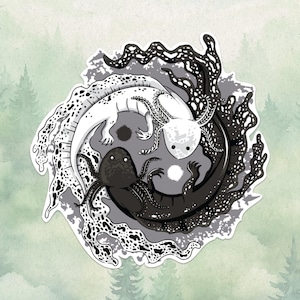 Waterproof vinyl axolotl sticker, Cute animal lover gift, Great decal for laptops, kindles, and water bottles