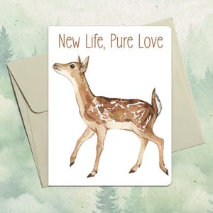 Custom handmade roe deer card, Cute animal lover gift, Personalized deer greeting card