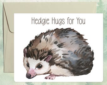 Custom handmade hedgehog card, Cute animal lover gift, Personalized animal greeting card