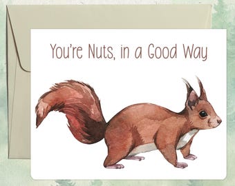 Custom handmade squirrel card, Cute animal lover gift, Personalized animal greeting card
