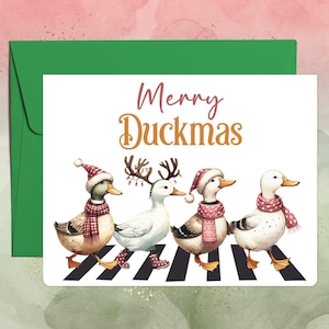 Enten Weihnachtskarte, handgemachte Grußkarte, Weihnachtsente Karte, Tierliebhabergeschenk
