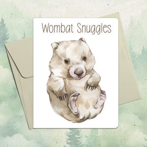 Tarjeta de wombat personalizada hecha a mano, lindo regalo para amantes de los animales, tarjeta de felicitación de animal personalizada