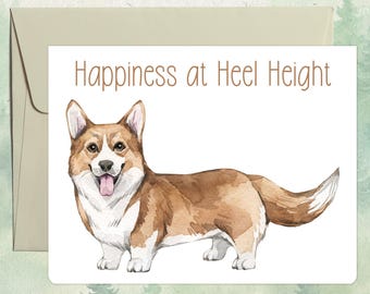 Old English Co. Hundekarte – Aquarell Pembroke Welsh Corgi | Blanko Grußkarte Für Hundeliebhaber