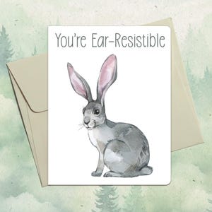 Custom handmade hare card, Cute animal lover gift, Personalized rabbit greeting card