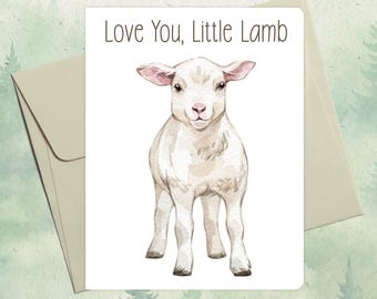 Custom handmade lamb card, Cute pet lover gift, Personalized sheep greeting card