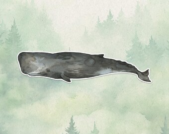 Waterproof vinyl sperm whale sticker, Cute animal lover gift, Great decal for laptops, kindles, and water bottles