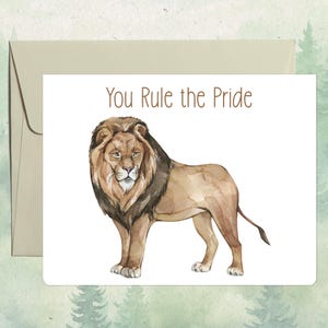 Cartão de leão personalizado feito à mão, presente fofo para amantes de animais, cartão de felicitações personalizado com animais