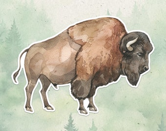 Bison sticker, Waterproof vinyl decal, Animal lover gifts