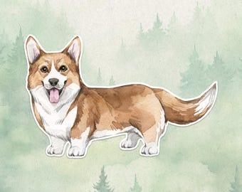 Waterproof vinyl corgi sticker, Cute dog lover gift, Great decal for laptops, kindles, and water bottles