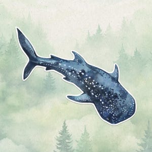 Waterproof vinyl whale shark sticker, Cute animal lover gift, Great decal for laptops, kindles, and water bottles