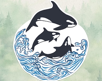 Adesivo impermeabile in vinile a forma di orca, simpatico regalo per gli amanti degli animali, ottimo adesivo per laptop, Kindle e bottiglie d&#39;acqua.