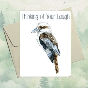 Custom handmade kookaburra card, Cute animal lover gift, Personalized bird greeting card