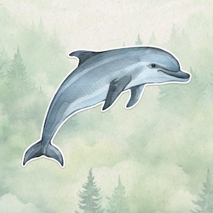 Waterproof vinyl dolphin sticker, Cute animal lover gift, Great decal for laptops, kindles, and water bottles