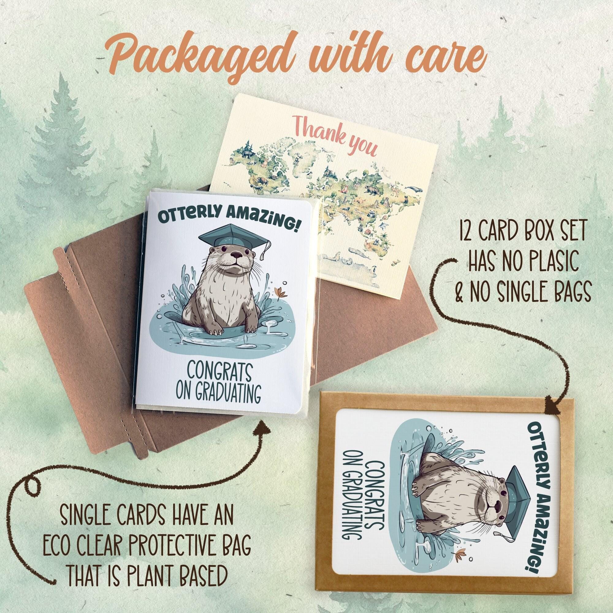 カワウソのカード。手作りのグリーティングカード。卒業 - Etsy 日本