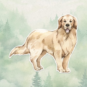 Waterproof vinyl Golden Retriever sticker, Cute dog lover gift, Great decal for laptops, kindles, and water bottles