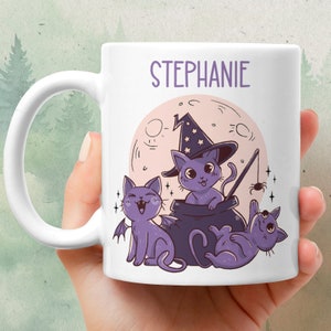 Cat mug - Personalized ceramic coffee mug - Witchy