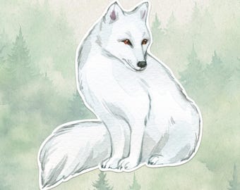 Wasserdichter Vinyl Polarfuchs Aufkleber, Süßes Tier-Liebhaber Geschenk, Großartiger Aufkleber für Laptops, Kindles und Wasserflaschen