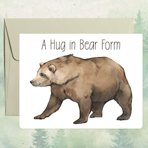 Custom handmade brown bear card, Cute animal lover gift, Personalized bear greeting card
