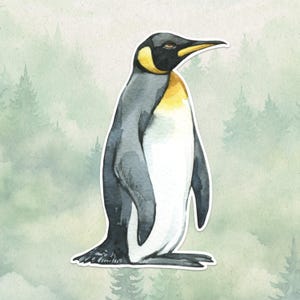 Adesivo de vinil à prova d'água pinguim-rei, presente fofo para amantes de animais, ótimo decalque para laptops, kindles e garrafas de água