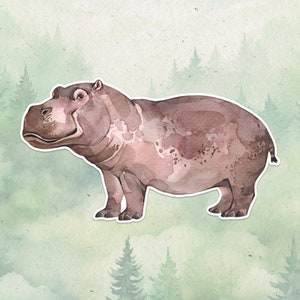 Hippopotamus sticker, Waterproof vinyl decal, Animal lover gifts