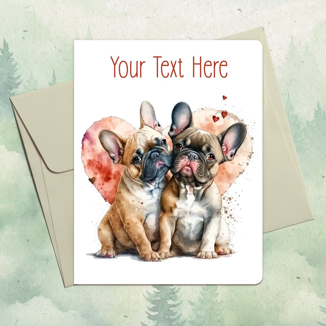 French Bulldog Card. Personalized Handmade Greeting Card. Dog Card and ...