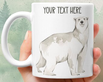 Polar bear mug - Personalized ceramic coffee mug - Watercolor