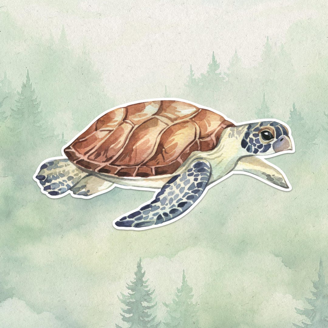 Waterproof Vinyl Sea Turtle Sticker, Cute Animal Lover Gift, Great ...