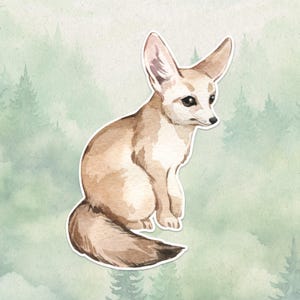 Pegatina de vinilo impermeable de fennec, bonito regalo para amantes de los animales, ideal para portátiles, Kindles y botellas de agua.
